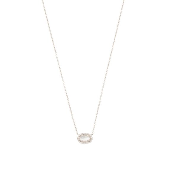 KENDRA SCOTT Ivory Rhodium Ivory Mother Of Pearl White Cz Chelsea Mini Necklace - Picture 1 of 2